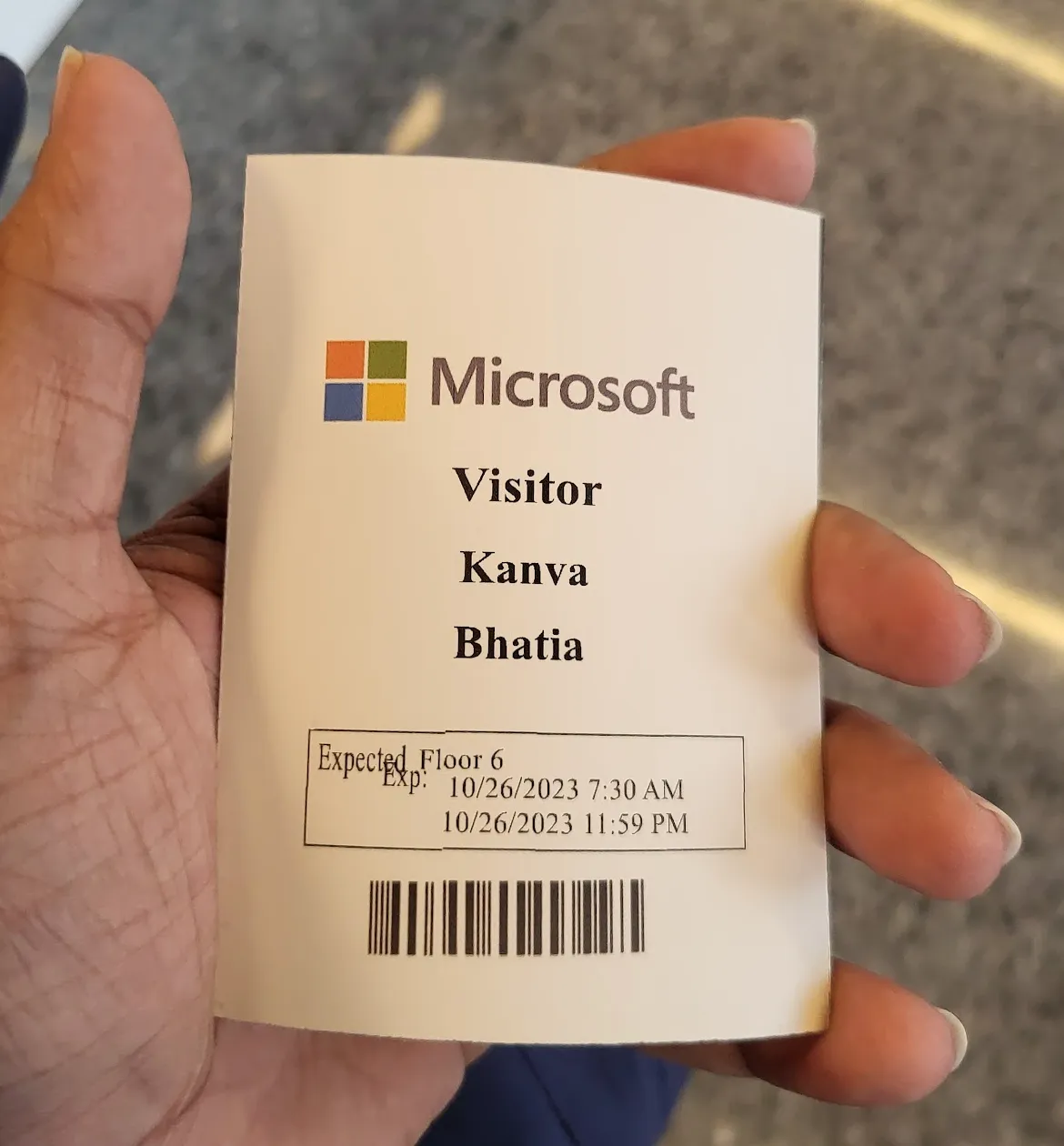 Microsoft Visitor Card